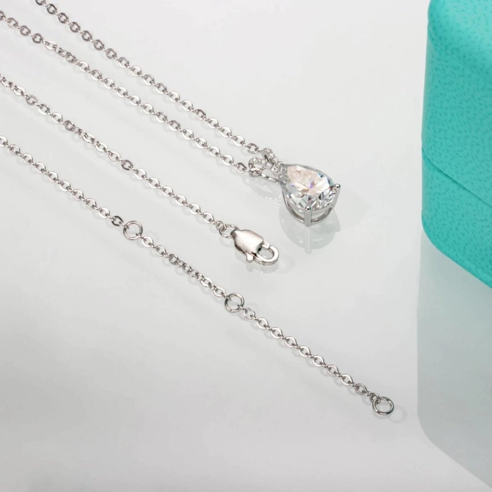 Certified 2ct. t.w. Moissanite Diamond Teardrop Necklace - Picture 9 of 14